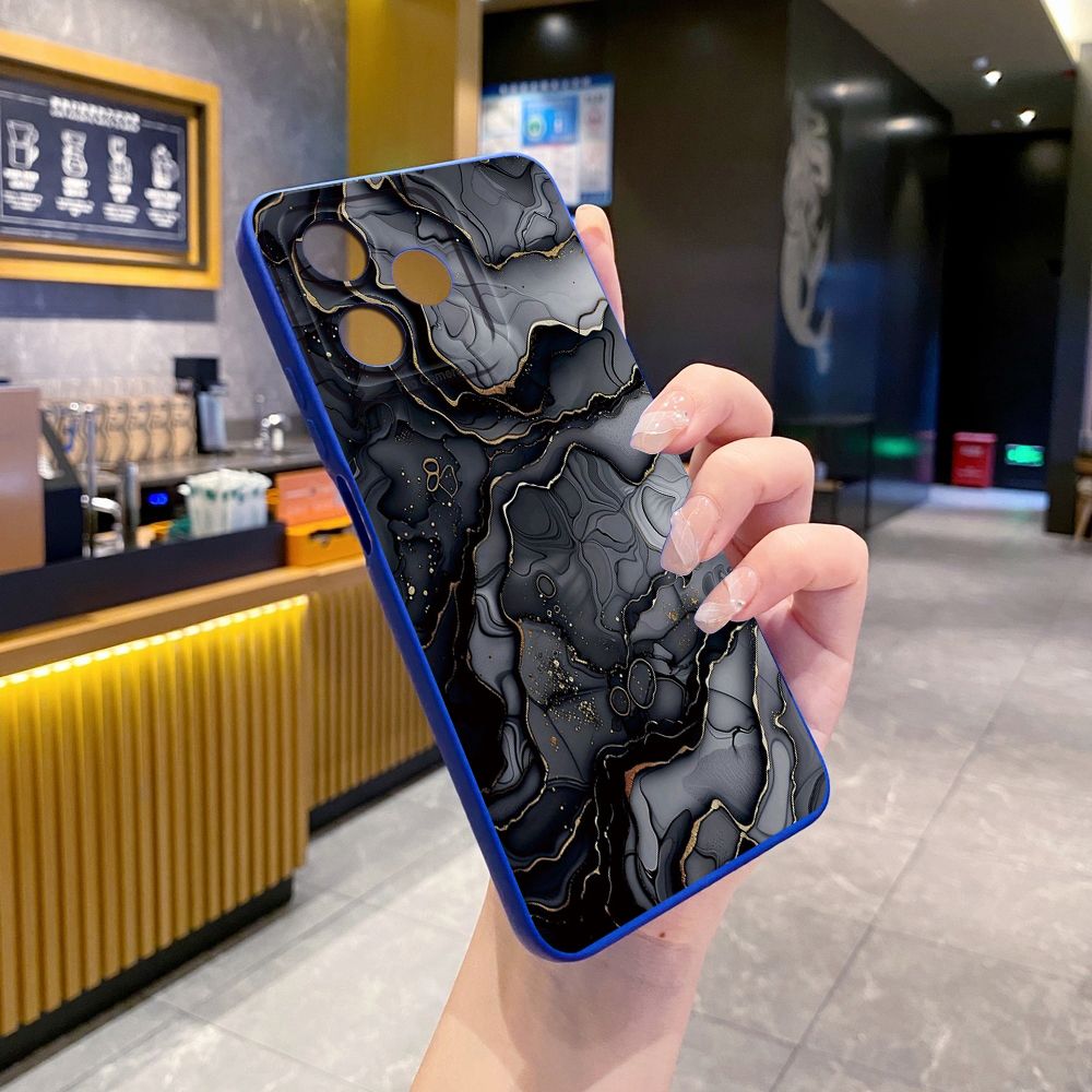 For Realme C61 C63 C65 C67 C53 C51 Note 50 60 C21 C33 C30 C35 C11 2021 C12 C15 C21Y C25Y Realme 12 13 Black Pink Marbling Full Protective Case Anti Drop Cover