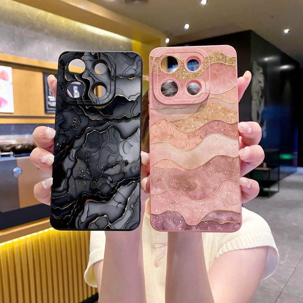 For Xiaomi Redmi Note 13 12 Pro 5G 12S 11S 13C A1 10 Pro 4G 10S Redmi 10C 9C Black Pink Marbling Full Protective Case Anti Drop Cover