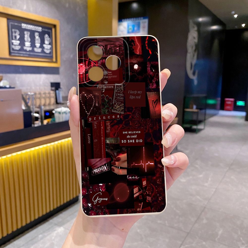 For Realme C61 C63 C65 C67 C53 C51 Note 50 60 C21 C33 C30 C35 C11 2021 C12 C15 C21Y C25Y Realme 12 13 Black Moon Wine Painting Full Protective Case Anti Drop Cover
