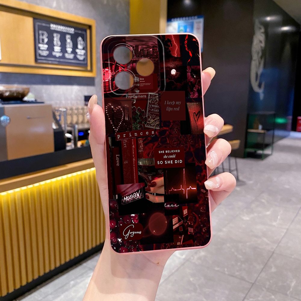 For Realme C61 C63 C65 C67 C53 C51 Note 50 60 C21 C33 C30 C35 C11 2021 C12 C15 C21Y C25Y Realme 12 13 Black Moon Wine Painting Full Protective Case Anti Drop Cover
