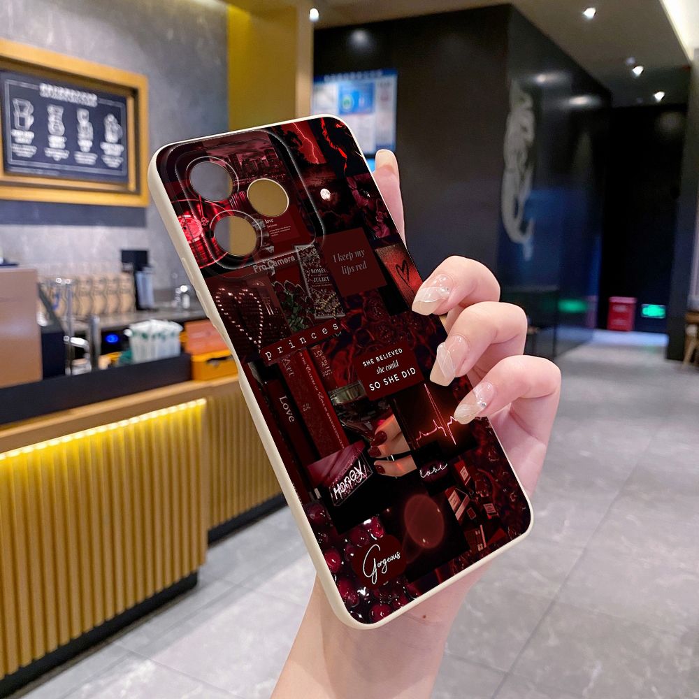 For Realme C61 C63 C65 C67 C53 C51 Note 50 60 C21 C33 C30 C35 C11 2021 C12 C15 C21Y C25Y Realme 12 13 Black Moon Wine Painting Full Protective Case Anti Drop Cover