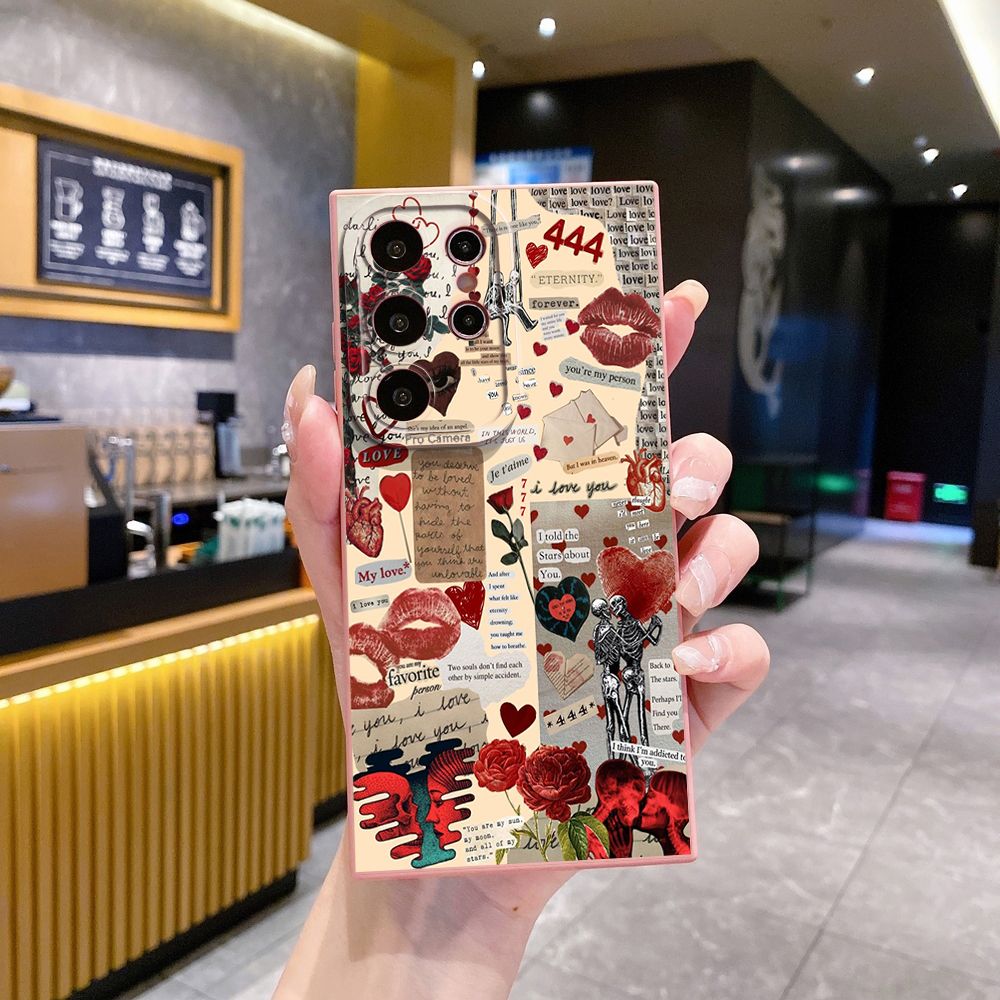 For Samsung Galaxy S24 S23 Ultra S22 Plus Note 20 S21 FE S20 Blue Art Flower Full Protective Case Anti Drop Cover