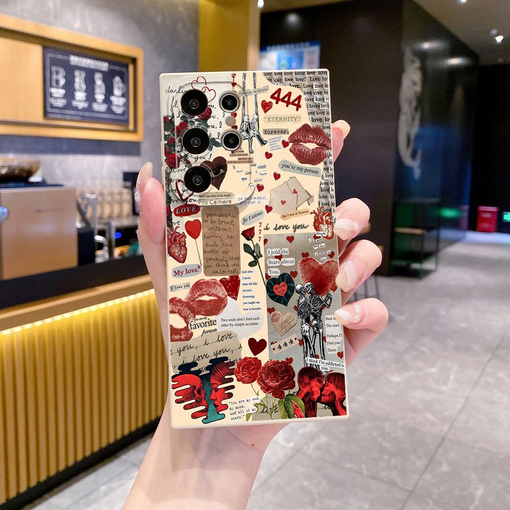 For Samsung Galaxy S24 S23 Ultra S22 Plus Note 20 S21 FE S20 Blue Art Flower Full Protective Case Anti Drop Cover