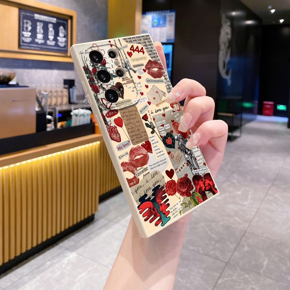 For Samsung Galaxy S24 S23 Ultra S22 Plus Note 20 S21 FE S20 Blue Art Flower Full Protective Case Anti Drop Cover