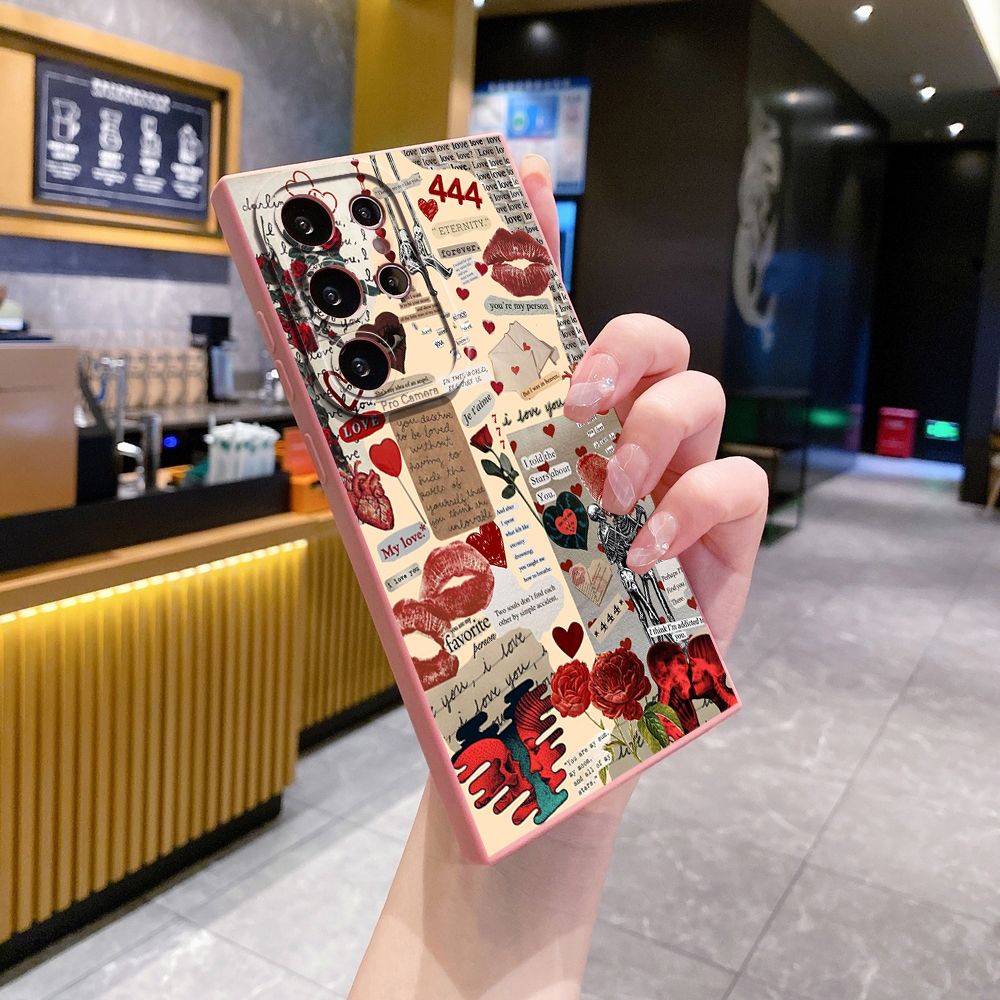 For Samsung Galaxy S24 S23 Ultra S22 Plus Note 20 S21 FE S20 Blue Art Flower Full Protective Case Anti Drop Cover