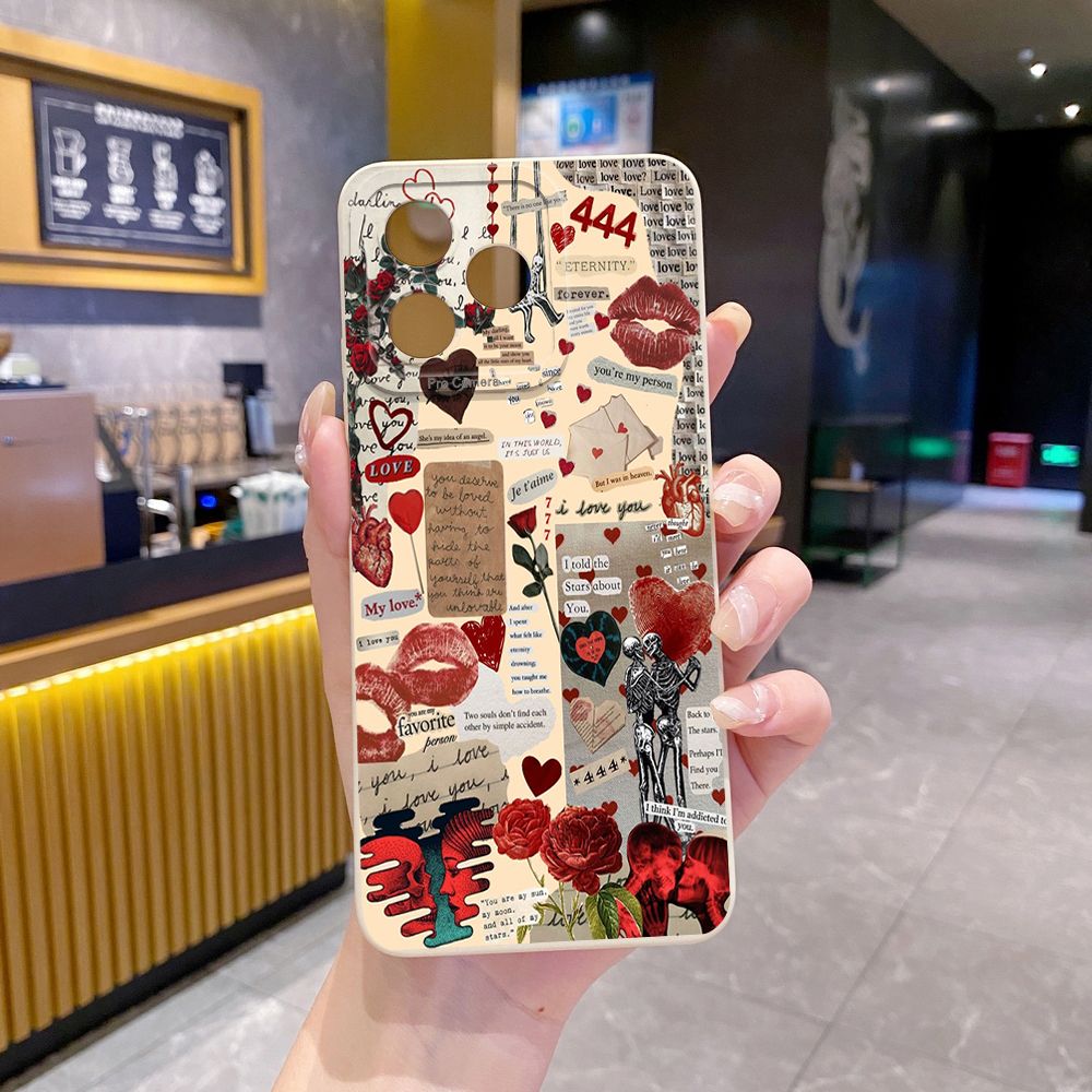 For Realme C61 C63 C65 C67 C53 C51 Note 50 60 C21 C33 C30 C35 C11 2021 C12 C15 C21Y C25Y Realme 12 13 Blue Art Flower Full Protective Case Anti Drop Cover