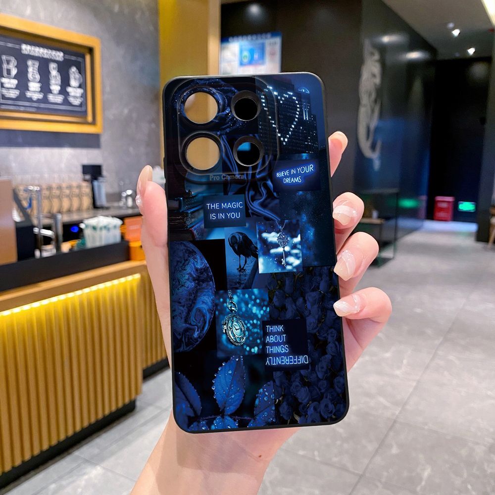 For Xiaomi Redmi Note 13 12 Pro 5G 12S 11S 13C A1 10 Pro 4G 10S Redmi 10C 9C Blue Art Flower Full Protective Case Anti Drop Cover