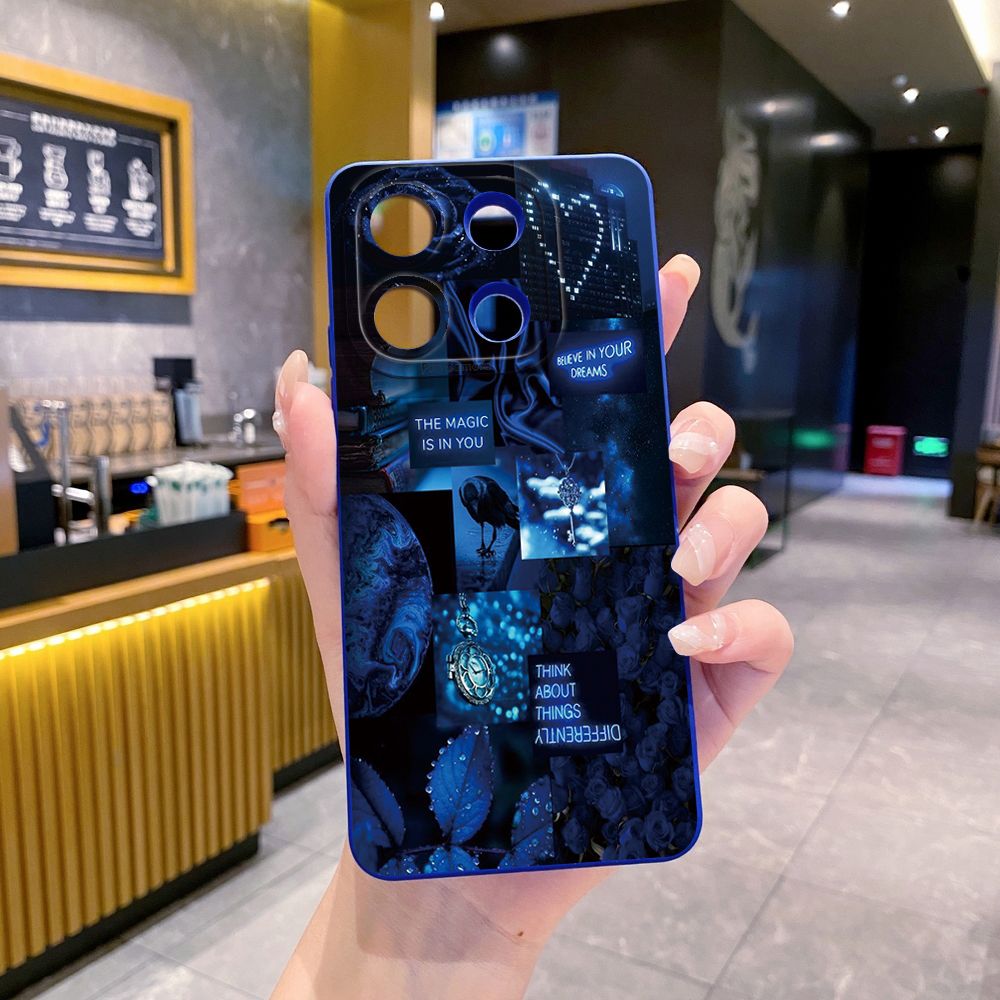 For Xiaomi Redmi Note 13 12 Pro 5G 12S 11S 13C A1 10 Pro 4G 10S Redmi 10C 9C Blue Art Flower Full Protective Case Anti Drop Cover