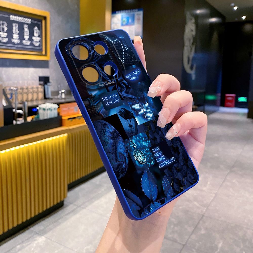 For Xiaomi Redmi Note 13 12 Pro 5G 12S 11S 13C A1 10 Pro 4G 10S Redmi 10C 9C Blue Art Flower Full Protective Case Anti Drop Cover