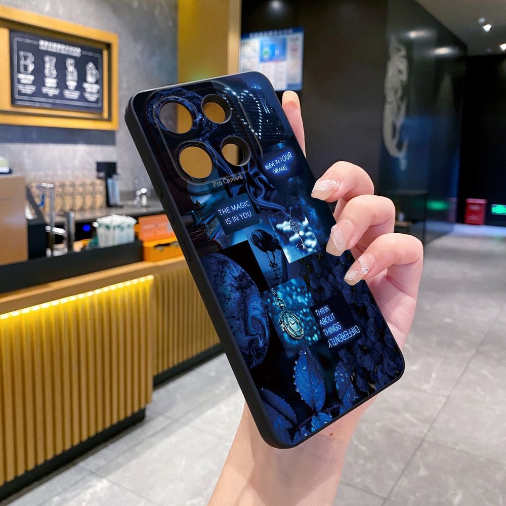 For Xiaomi Redmi Note 13 12 Pro 5G 12S 11S 13C A1 10 Pro 4G 10S Redmi 10C 9C Blue Art Flower Full Protective Case Anti Drop Cover