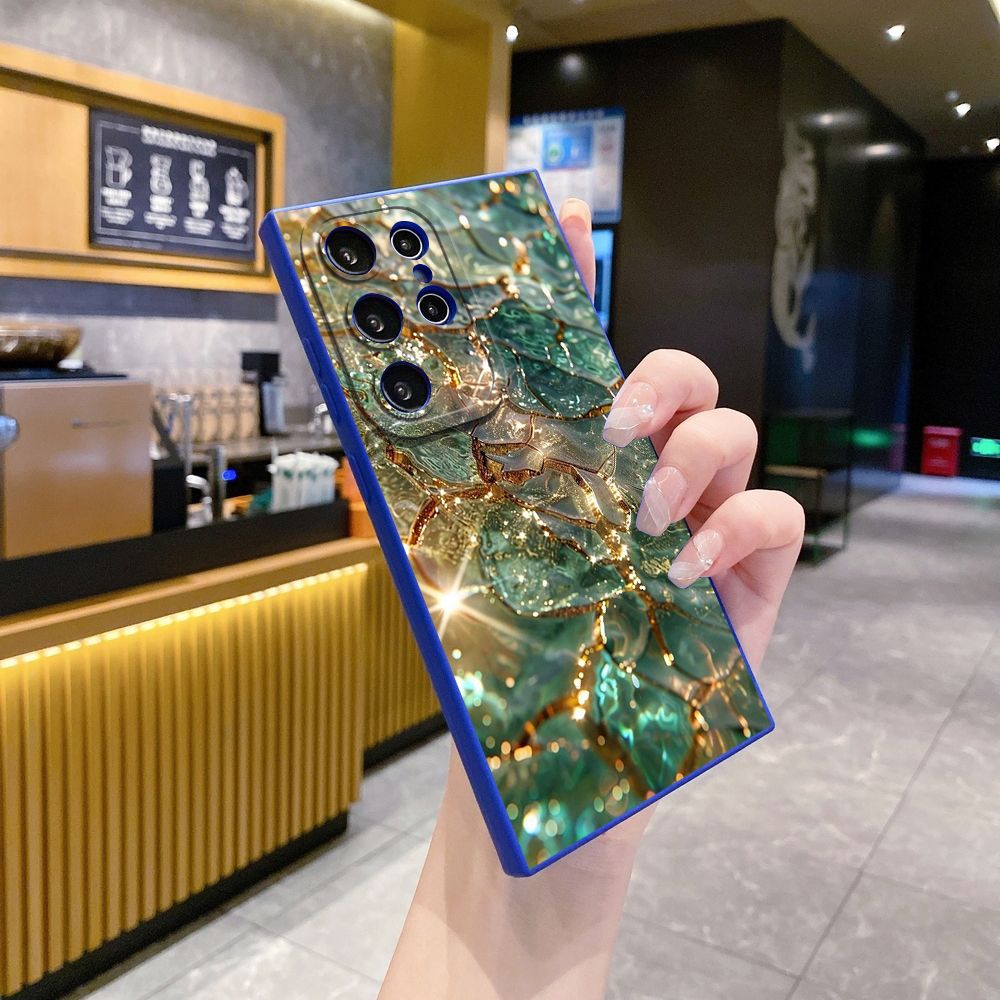 For Samsung Galaxy S24 S23 Ultra S22 Plus Note 20 S21 FE S20 Green Jade Print Full Protective Case Anti Drop Cover