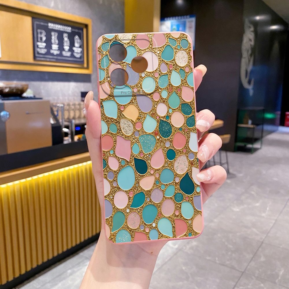 For Realme C61 C63 C65 C67 C53 C51 Note 50 60 C21 C33 C30 C35 C11 2021 C12 C15 C21Y C25Y Realme 12 13 Green Jade Print Full Protective Case Anti Drop Cover