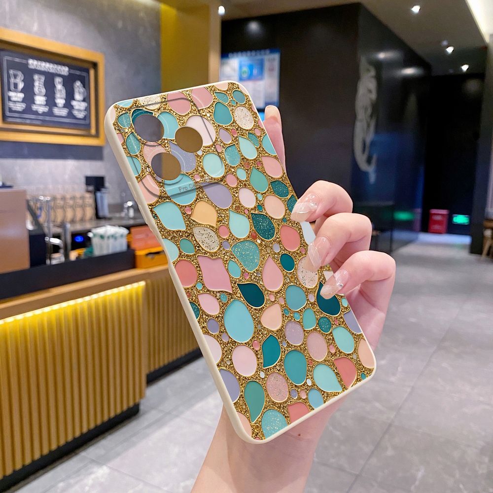 For Realme C61 C63 C65 C67 C53 C51 Note 50 60 C21 C33 C30 C35 C11 2021 C12 C15 C21Y C25Y Realme 12 13 Green Jade Print Full Protective Case Anti Drop Cover