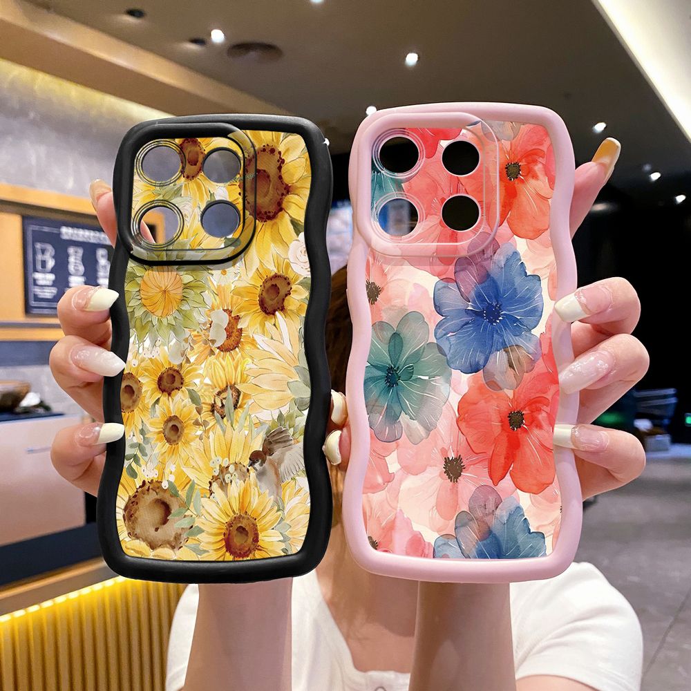For ITEl A04 A60 A70 P40 S23 Plus Sunflower Beauty Wave Frame Phone Case Anti Drop Cover