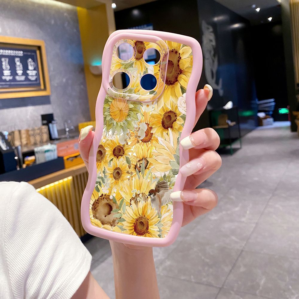 For ITEl A04 A60 A70 P40 S23 Plus Sunflower Beauty Wave Frame Phone Case Anti Drop Cover