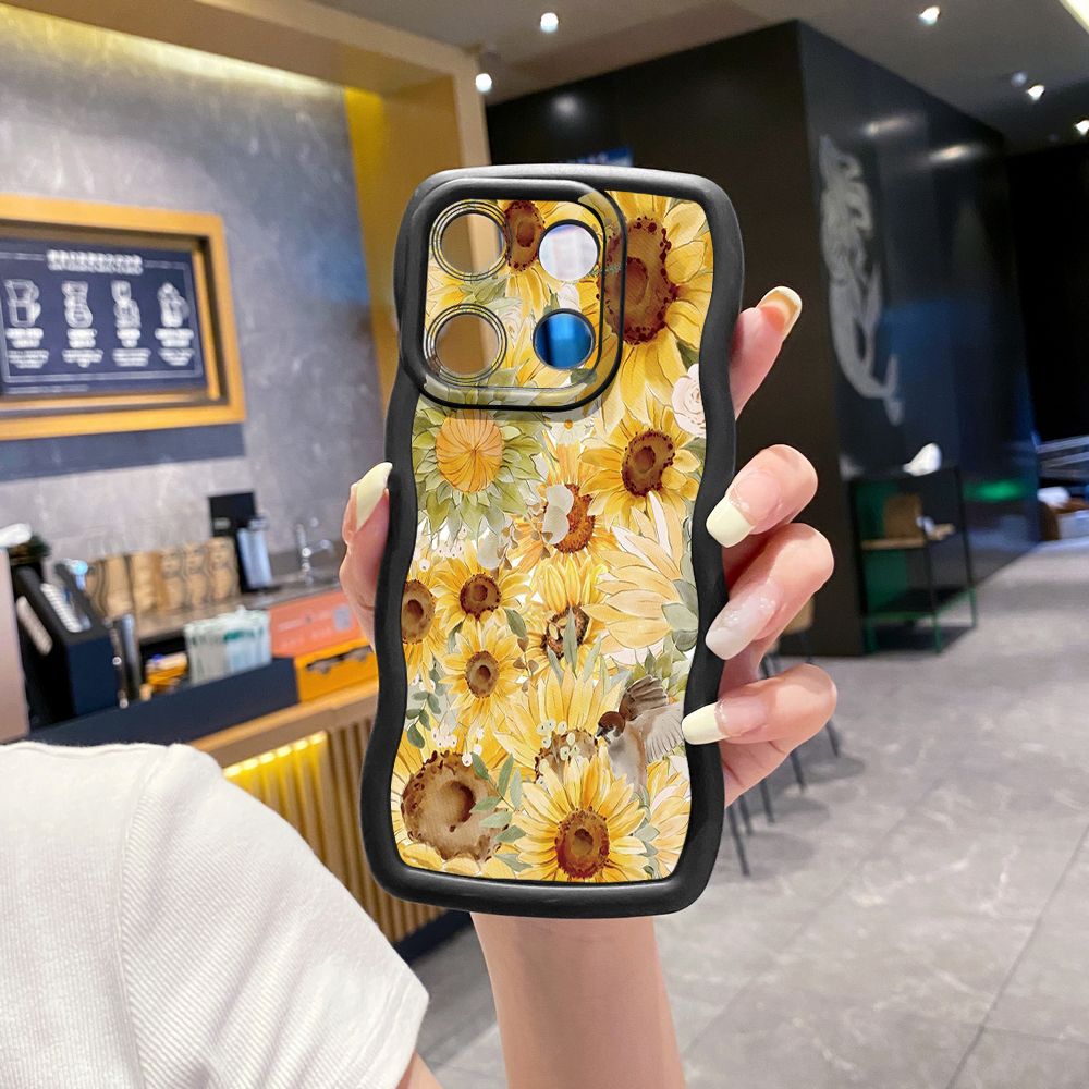 For ITEl A04 A60 A70 P40 S23 Plus Sunflower Beauty Wave Frame Phone Case Anti Drop Cover