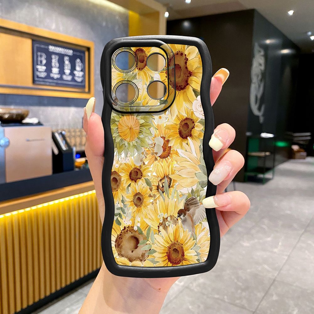 For ITEl A04 A60 A70 P40 S23 Plus Sunflower Beauty Wave Frame Phone Case Anti Drop Cover