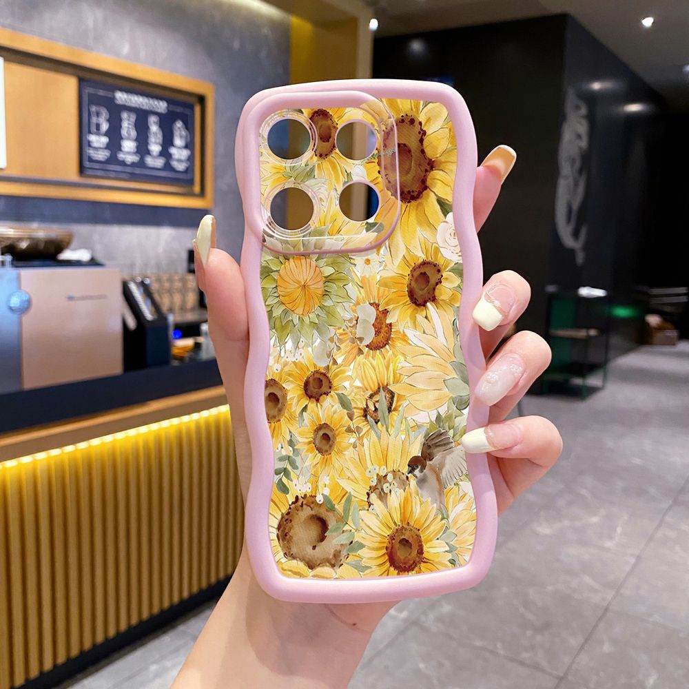 For ITEl A04 A60 A70 P40 S23 Plus Sunflower Beauty Wave Frame Phone Case Anti Drop Cover