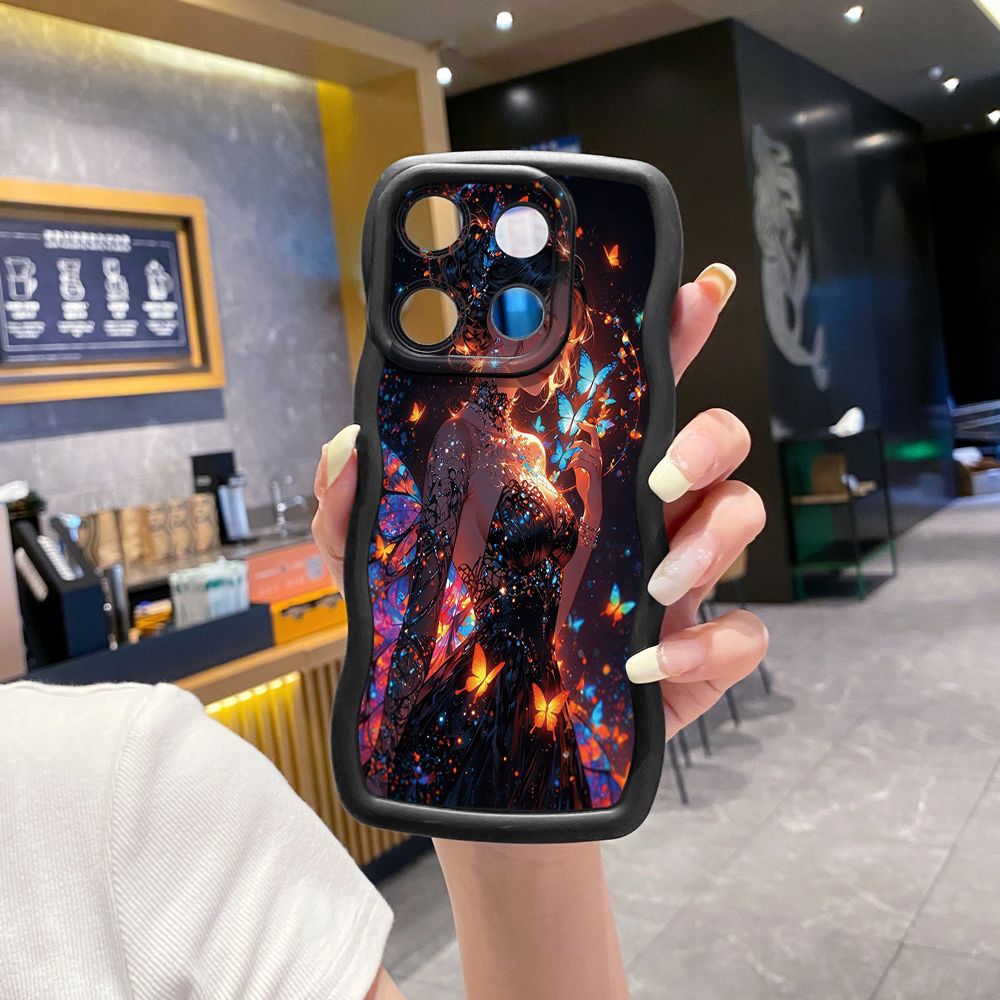 For ITEl A04 A60 A70 P40 S23 Plus Butterfly Girl Wave Frame Phone Case Anti Drop Cover