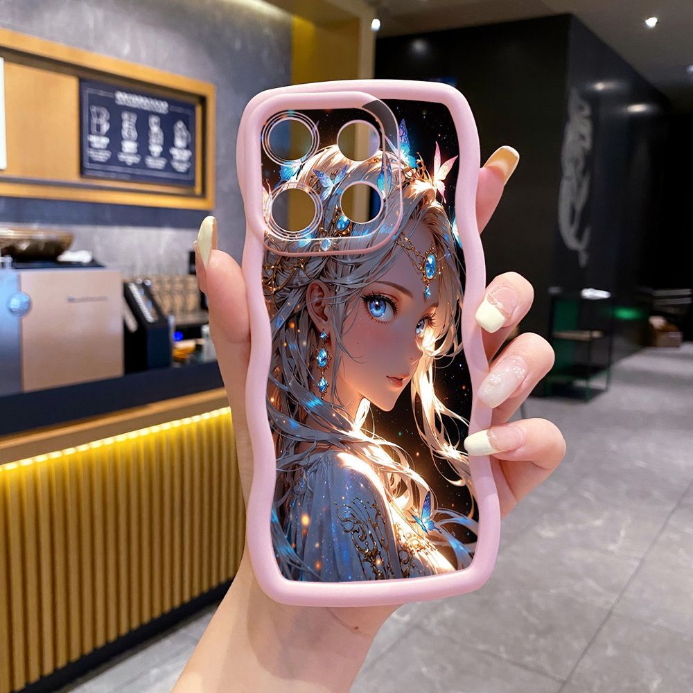 For ITEl A04 A60 A70 P40 S23 Plus Butterfly Girl Wave Frame Phone Case Anti Drop Cover