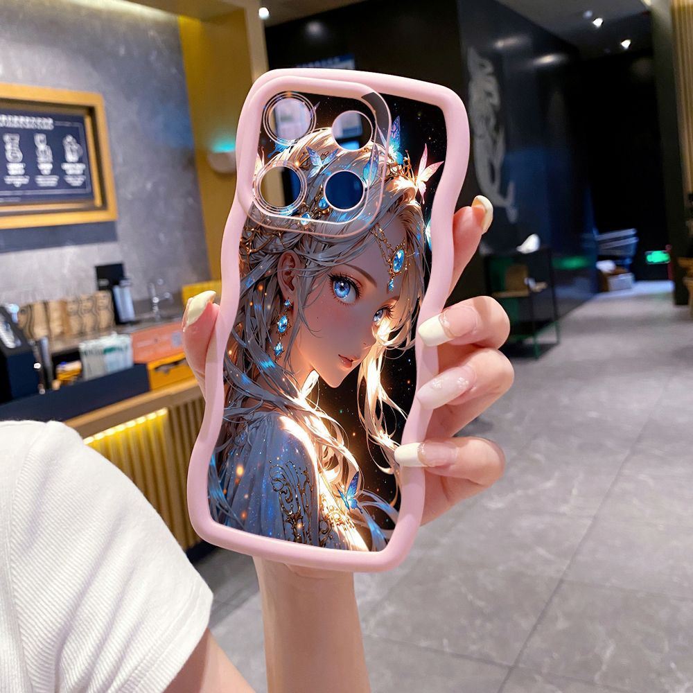 For ITEl A04 A60 A70 P40 S23 Plus Butterfly Girl Wave Frame Phone Case Anti Drop Cover