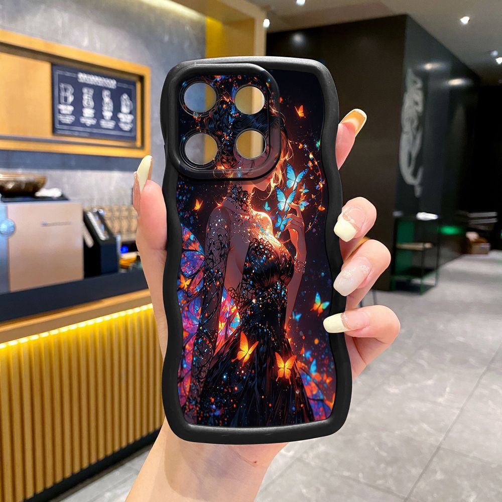 For ITEl A04 A60 A70 P40 S23 Plus Butterfly Girl Wave Frame Phone Case Anti Drop Cover
