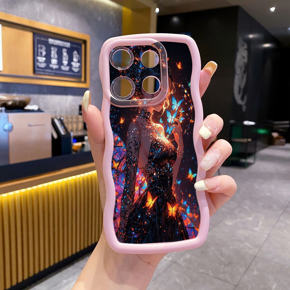 For ITEl A04 A60 A70 P40 S23 Plus Butterfly Girl Wave Frame Phone Case Anti Drop Cover