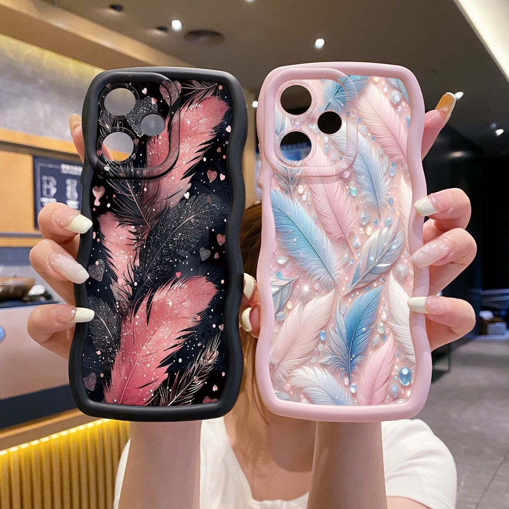 For Infinix Hot 40i 40 Pro Note 30 Play Smart 8 Pro 9 10 Play Lite Luxury Beauty Leaves Wave Frame Phone Case Anti Drop Cover