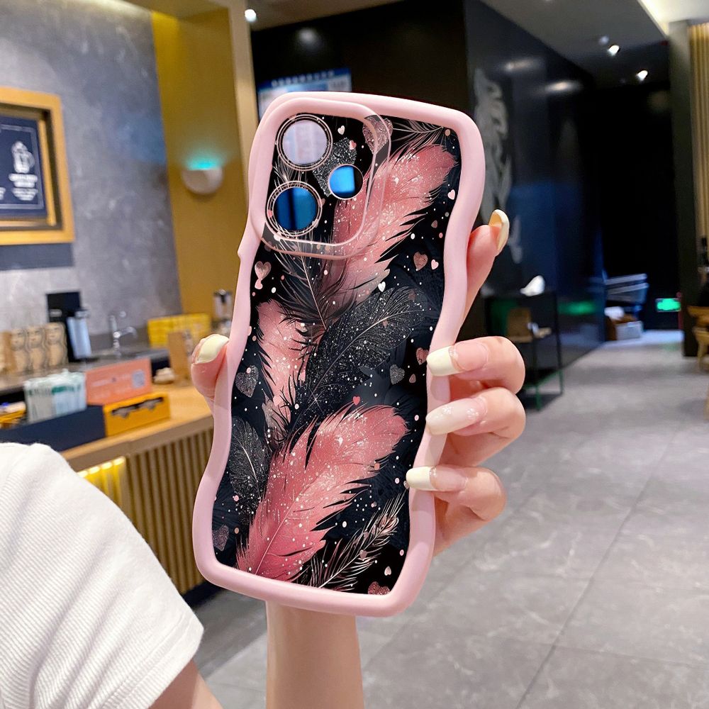 For Infinix Hot 40i 40 Pro Note 30 Play Smart 8 Pro 9 10 Play Lite Luxury Beauty Leaves Wave Frame Phone Case Anti Drop Cover