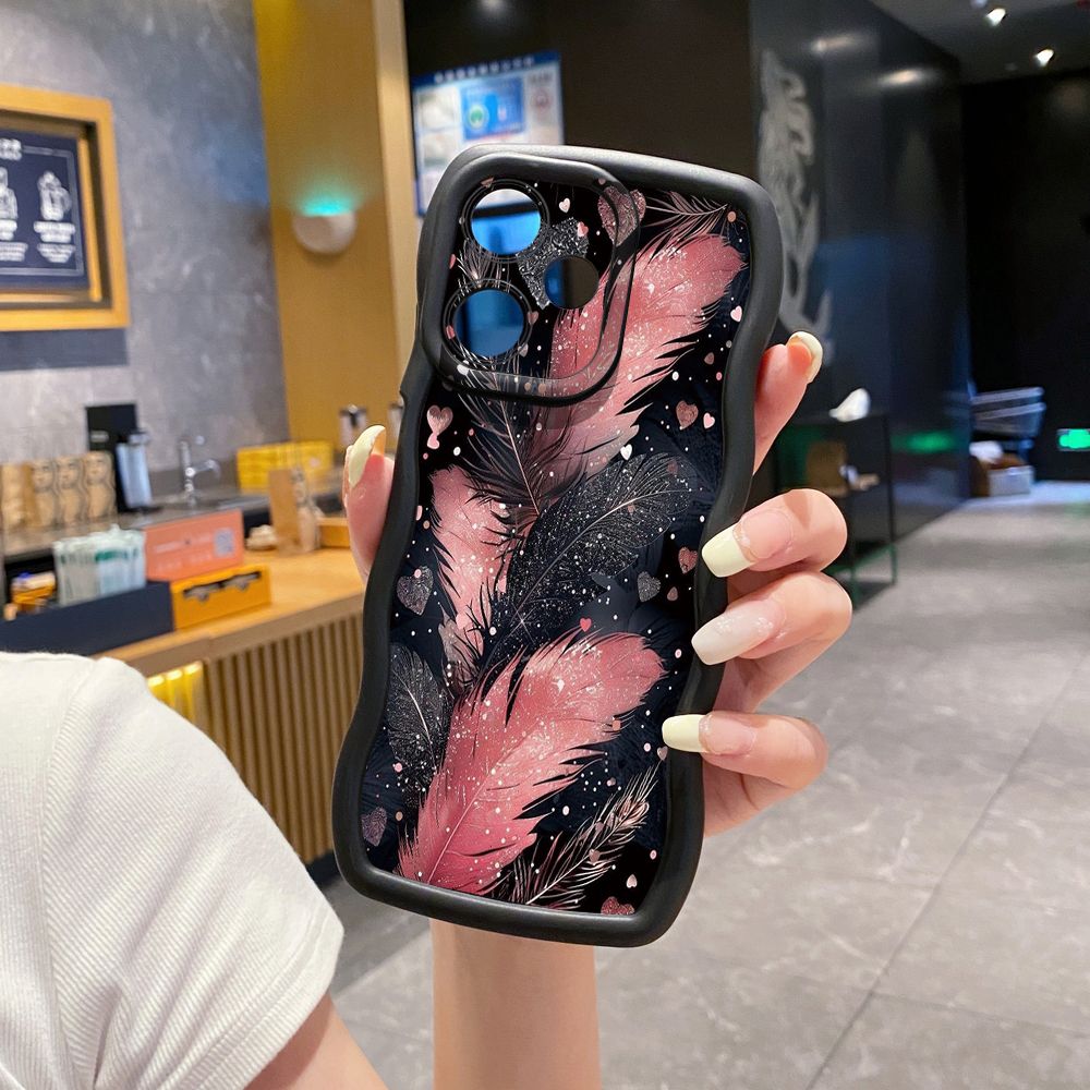 For Infinix Hot 40i 40 Pro Note 30 Play Smart 8 Pro 9 10 Play Lite Luxury Beauty Leaves Wave Frame Phone Case Anti Drop Cover