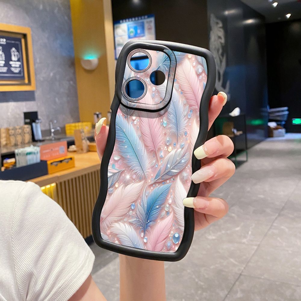 For Infinix Hot 40i 40 Pro Note 30 Play Smart 8 Pro 9 10 Play Lite Luxury Beauty Leaves Wave Frame Phone Case Anti Drop Cover