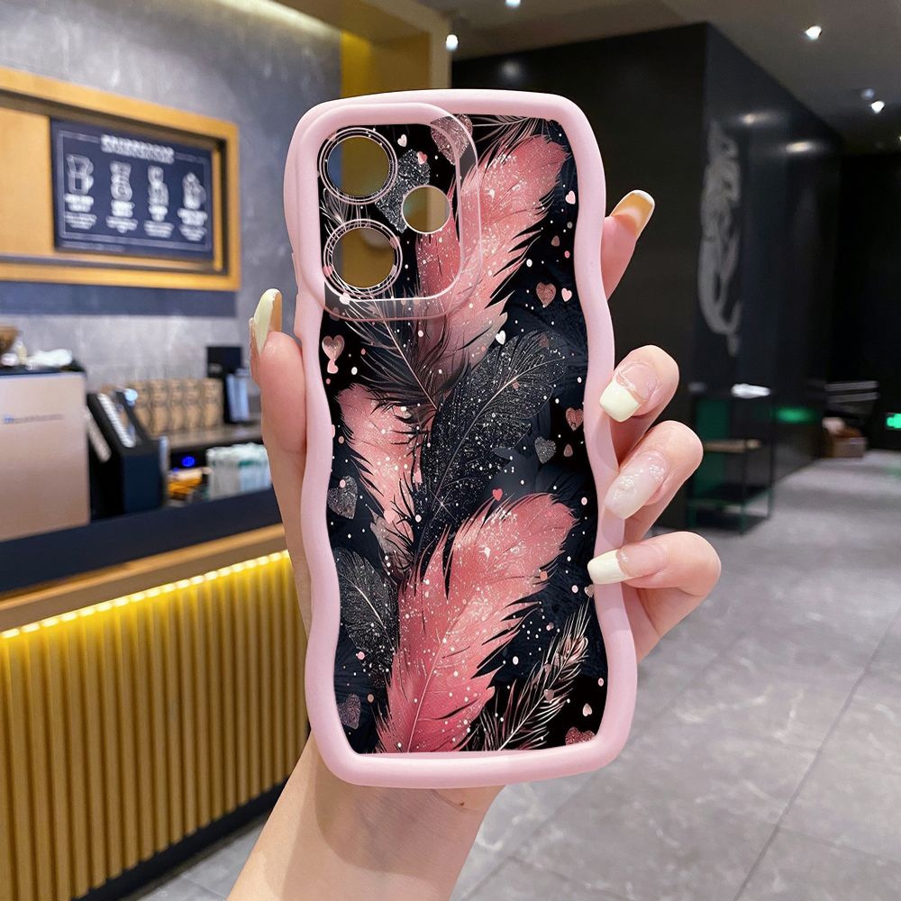 For Infinix Hot 40i 40 Pro Note 30 Play Smart 8 Pro 9 10 Play Lite Luxury Beauty Leaves Wave Frame Phone Case Anti Drop Cover