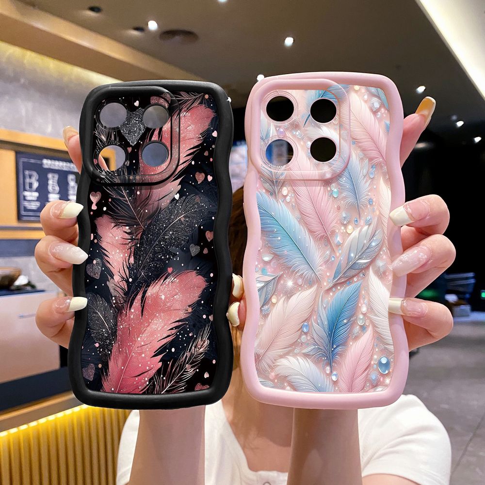 For ITEl A04 A60 A70 P40 S23 Plus Luxury Beauty Leaves Wave Frame Phone Case Anti Drop Cover