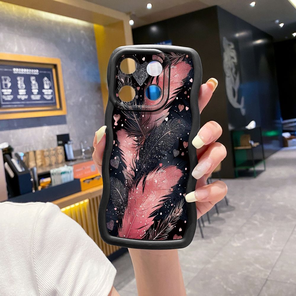 For ITEl A04 A60 A70 P40 S23 Plus Luxury Beauty Leaves Wave Frame Phone Case Anti Drop Cover