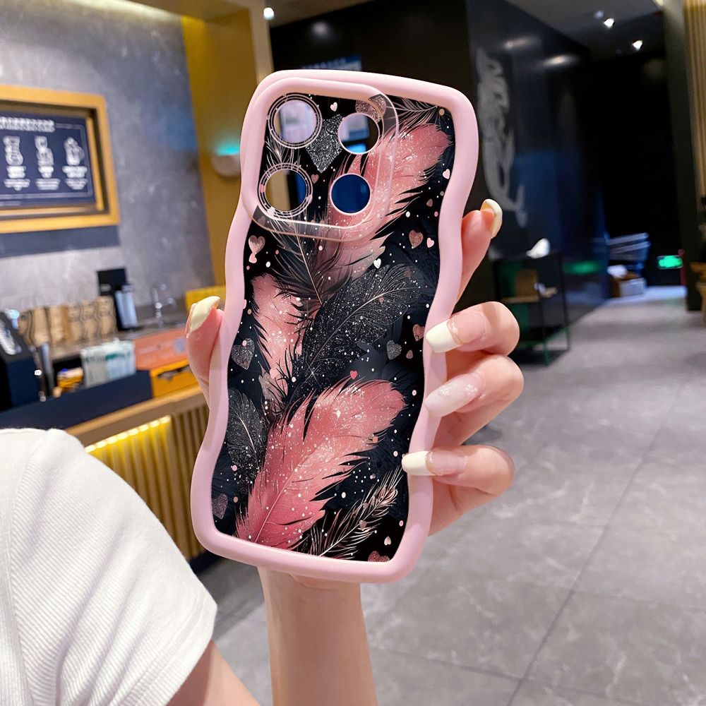 For ITEl A04 A60 A70 P40 S23 Plus Luxury Beauty Leaves Wave Frame Phone Case Anti Drop Cover