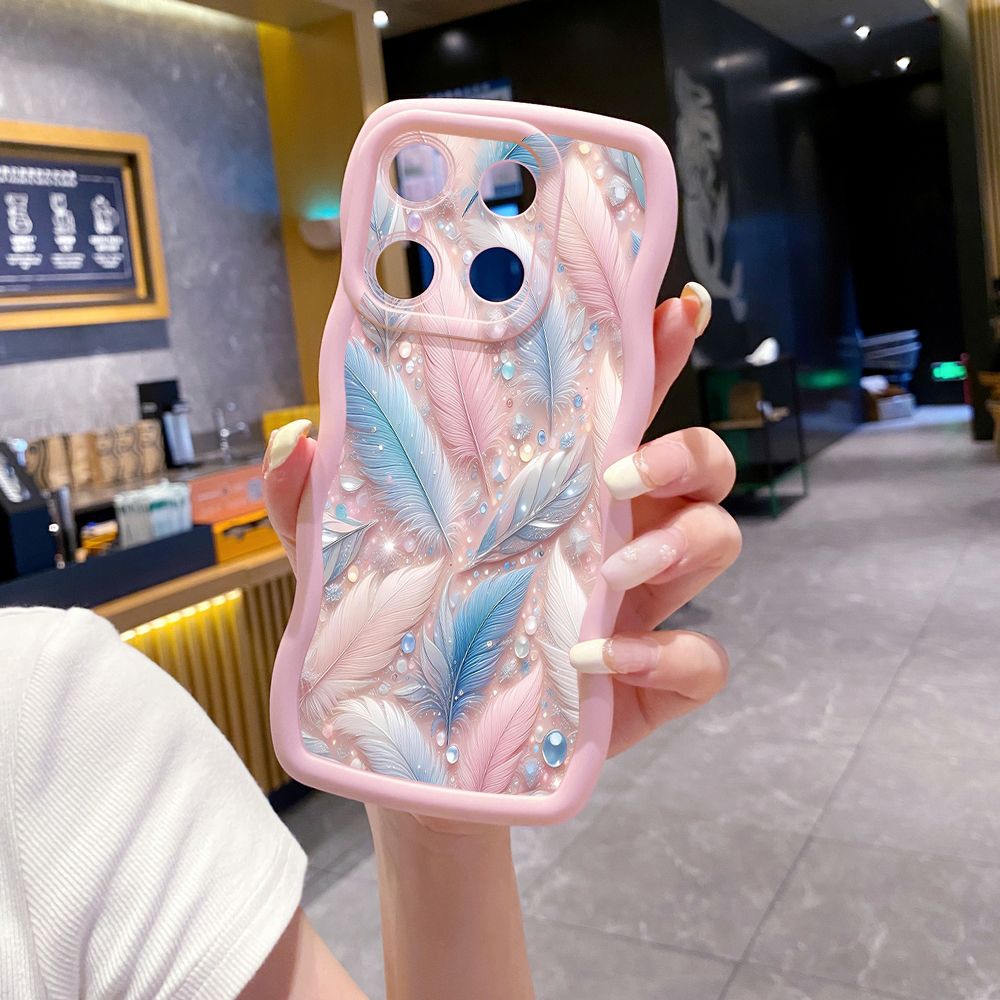 For ITEl A04 A60 A70 P40 S23 Plus Luxury Beauty Leaves Wave Frame Phone Case Anti Drop Cover