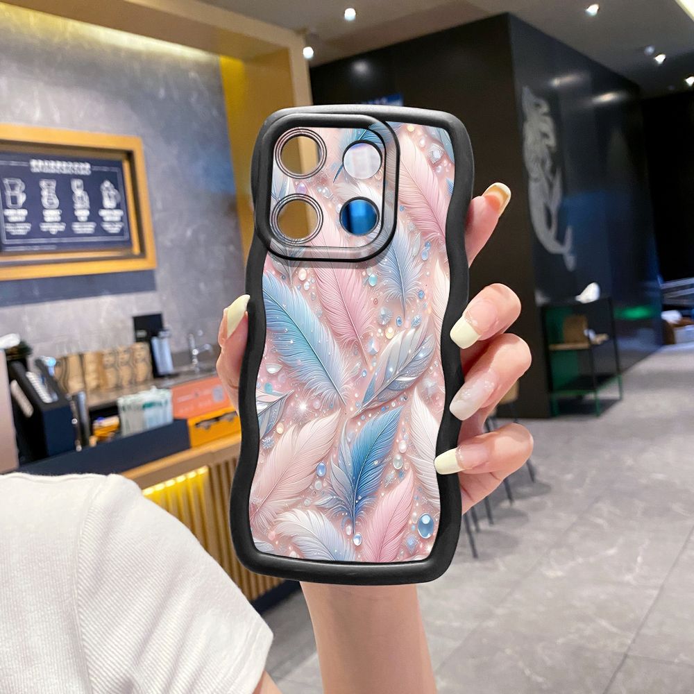 For ITEl A04 A60 A70 P40 S23 Plus Luxury Beauty Leaves Wave Frame Phone Case Anti Drop Cover