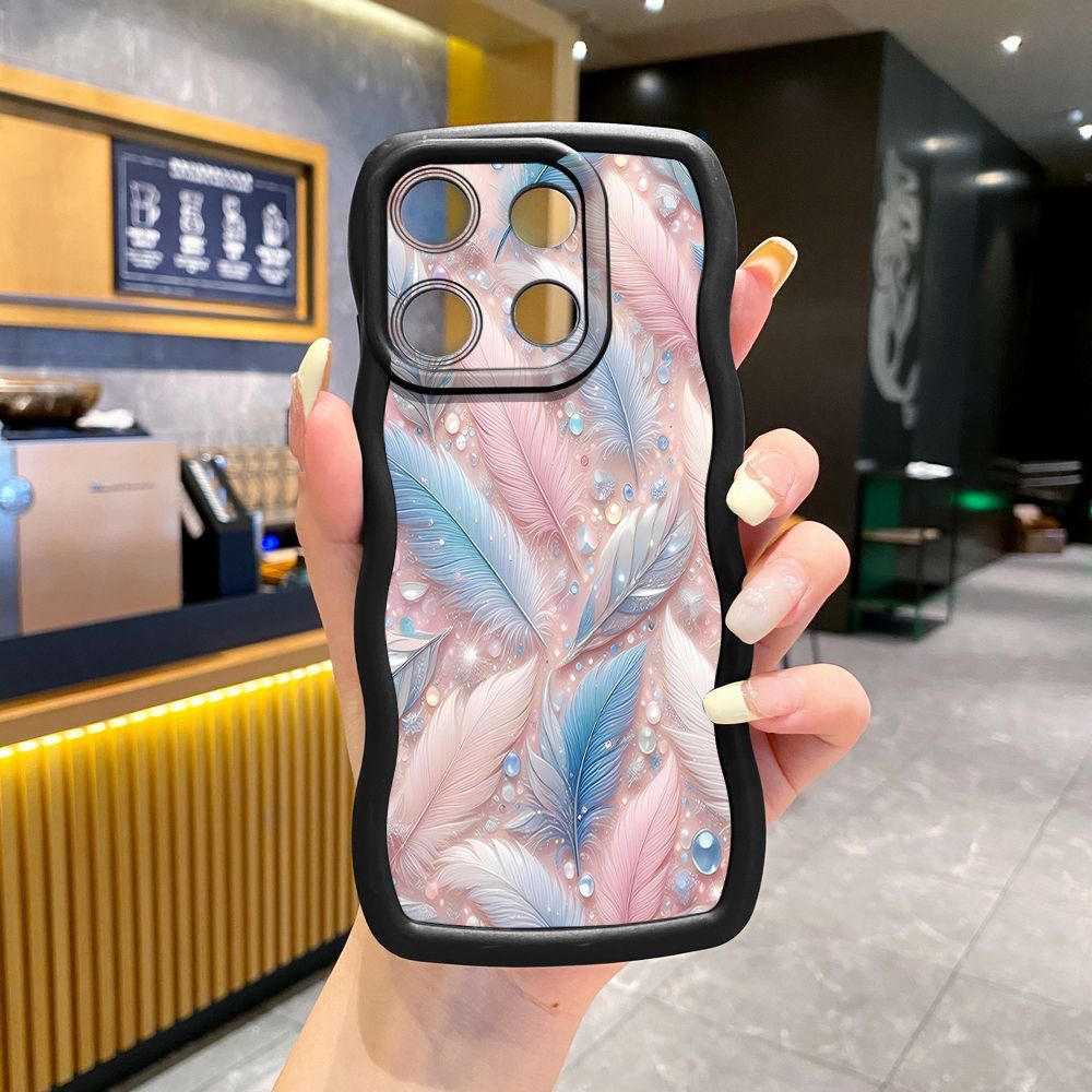 For ITEl A04 A60 A70 P40 S23 Plus Luxury Beauty Leaves Wave Frame Phone Case Anti Drop Cover