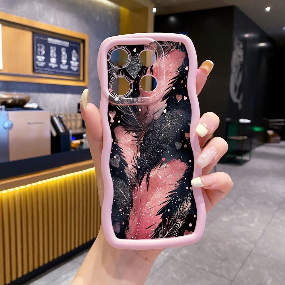 For ITEl A04 A60 A70 P40 S23 Plus Luxury Beauty Leaves Wave Frame Phone Case Anti Drop Cover