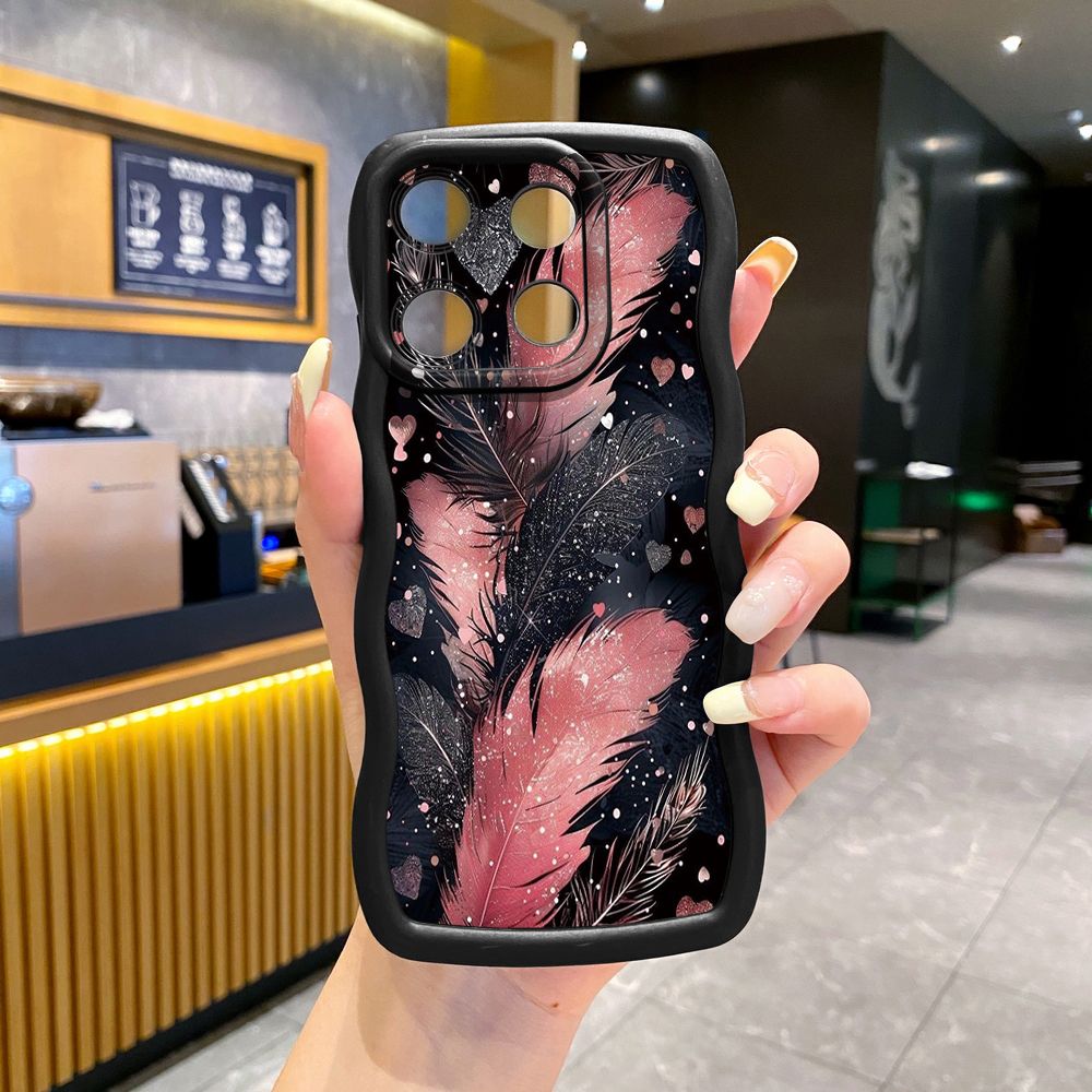 For ITEl A04 A60 A70 P40 S23 Plus Luxury Beauty Leaves Wave Frame Phone Case Anti Drop Cover