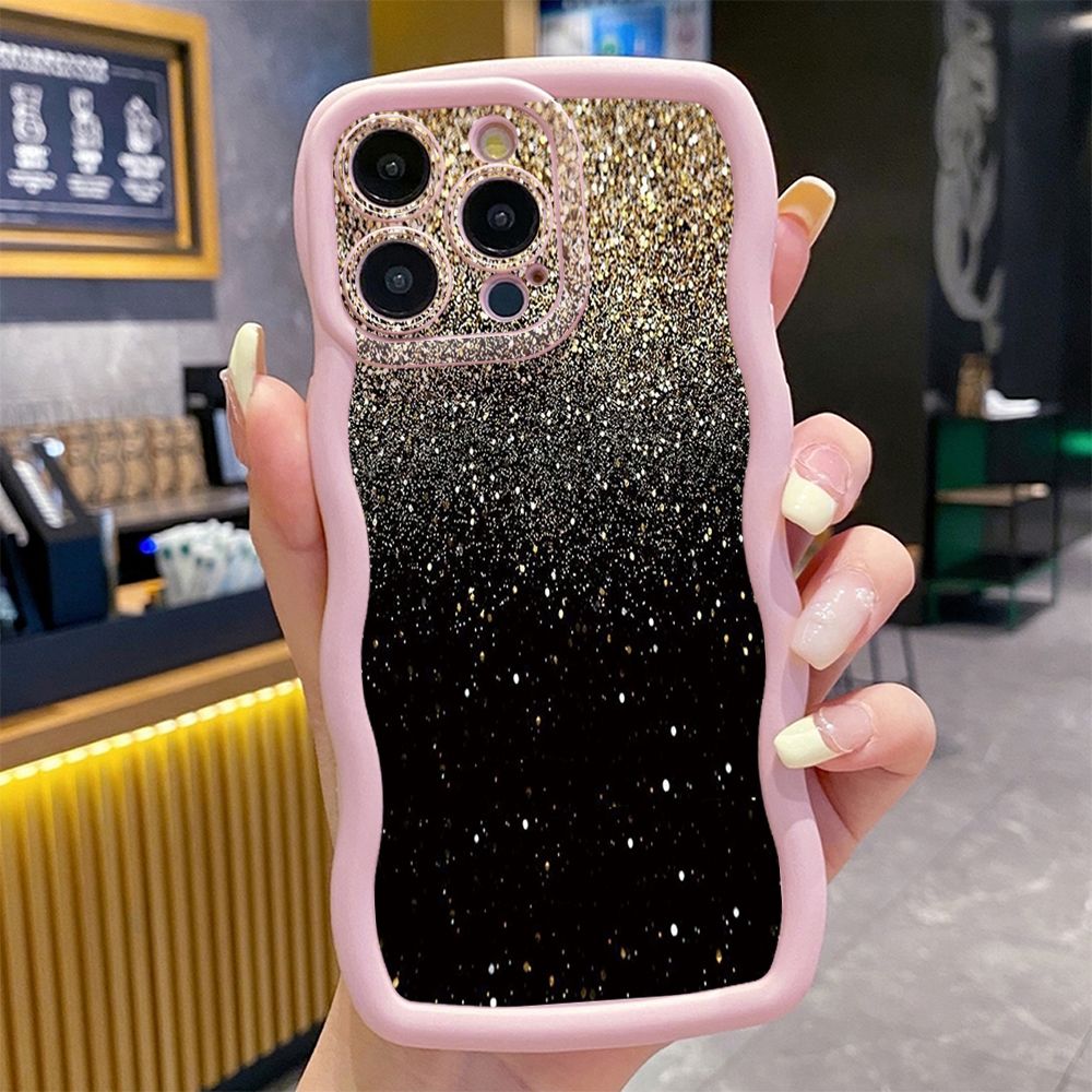 For iPhone 16 Pro Max 15 14 Plus 13 12 11 Pro Max Luxury Colorful Wave Frame Phone Case Anti Drop Cover