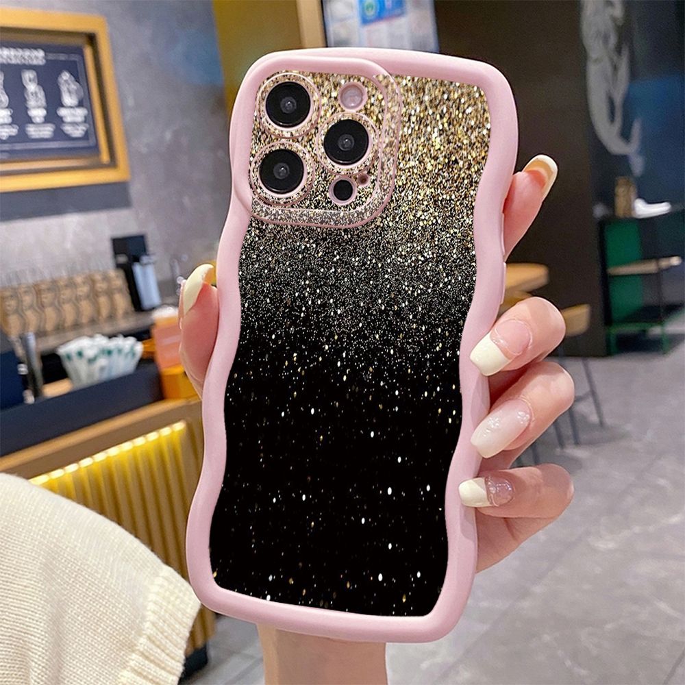 For iPhone 16 Pro Max 15 14 Plus 13 12 11 Pro Max Luxury Colorful Wave Frame Phone Case Anti Drop Cover