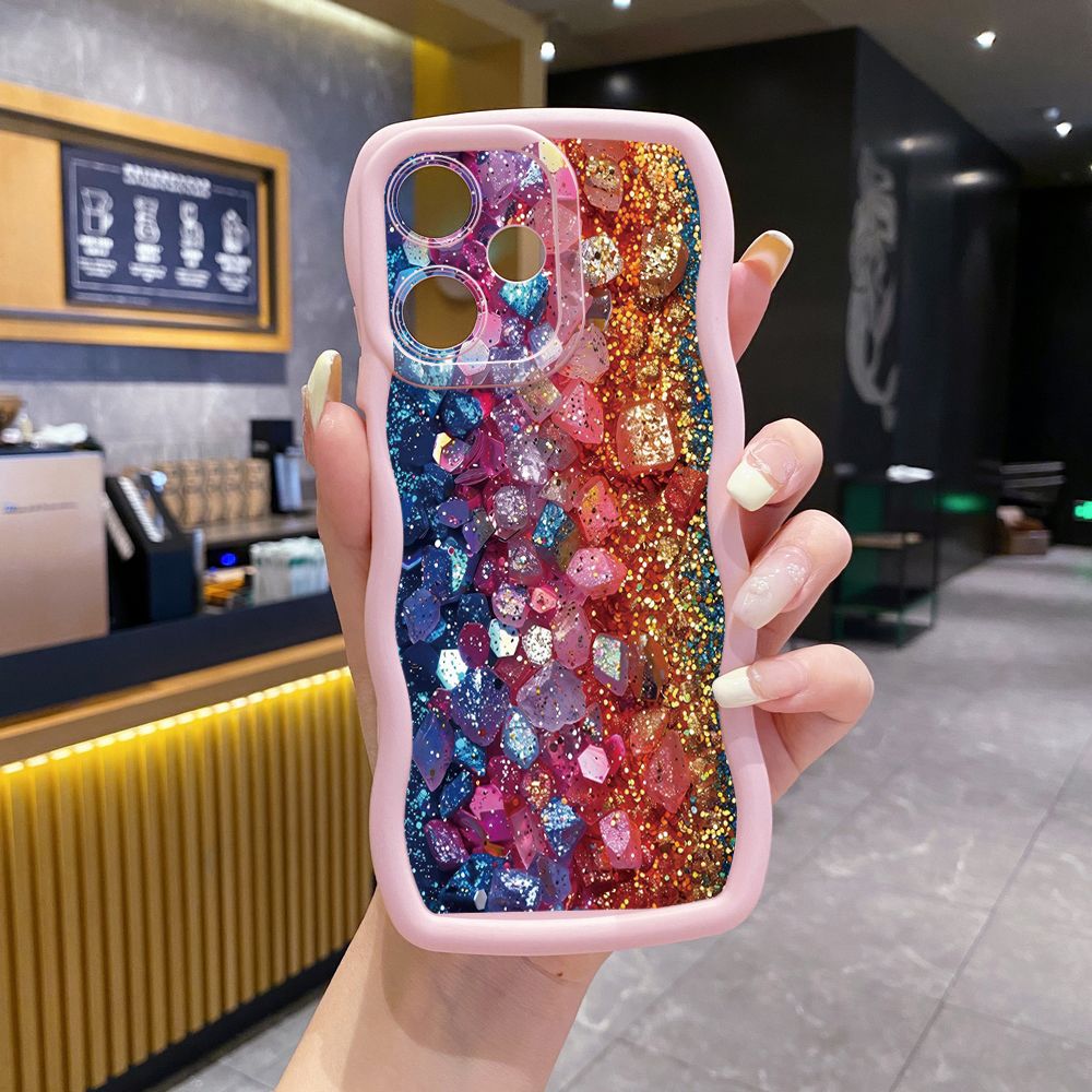 For Infinix Hot 40i 40 Pro Note 30 Play Smart 8 Pro 9 10 Play Lite Luxury Colorful Wave Frame Phone Case Anti Drop Cover