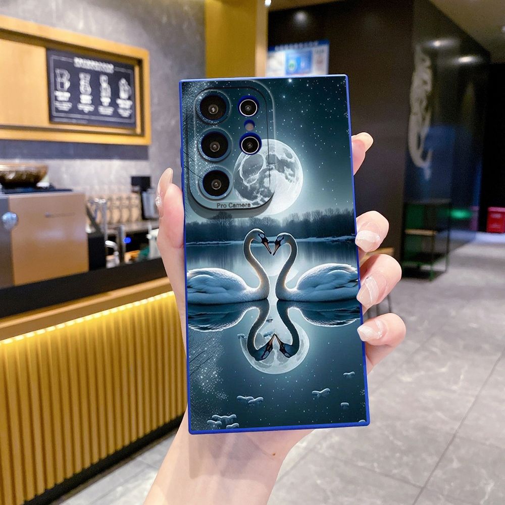 For Samsung Galaxy S24 S23 Ultra S22 Plus Note 20 S21 FE S20 Couple Swan Full Protective Case Anti Drop Cover