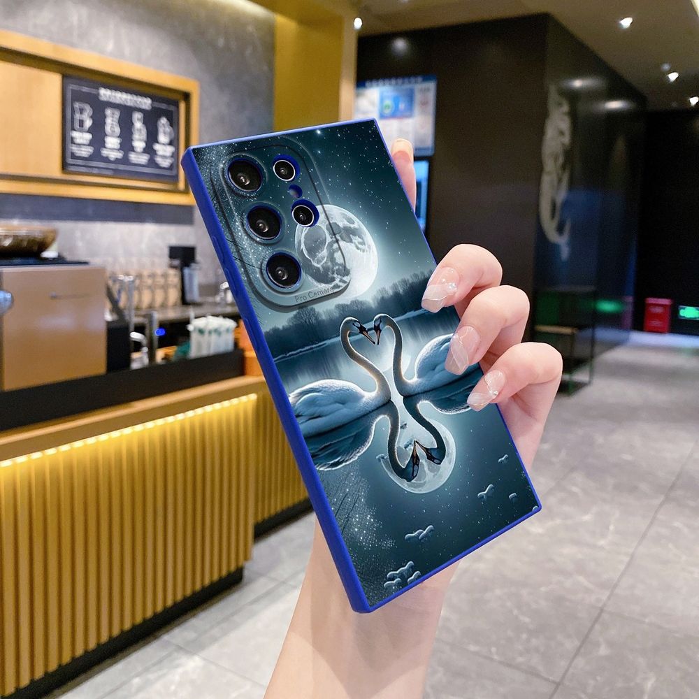 For Samsung Galaxy S24 S23 Ultra S22 Plus Note 20 S21 FE S20 Couple Swan Full Protective Case Anti Drop Cover