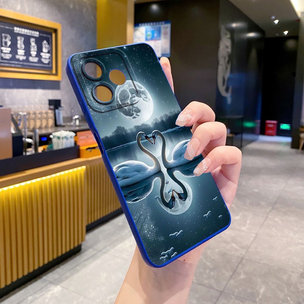 For Realme C61 C63 C65 C67 C53 C51 Note 50 60 C21 C33 C30 C35 C11 2021 C12 C15 C21Y C25Y Realme 12 13 Couple Swan Full Protective Case Anti Drop Cover