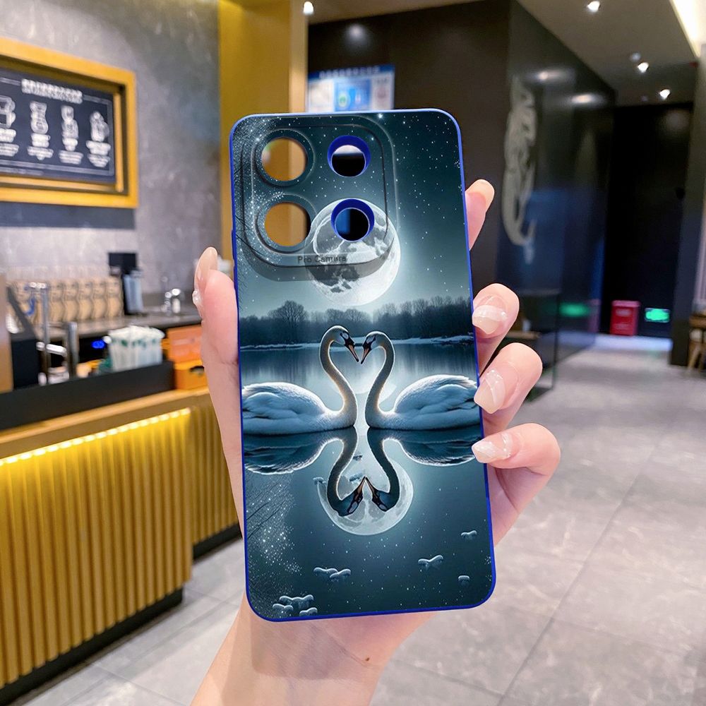 For Xiaomi Redmi Note 13 12 Pro 5G 12S 11S 13C A1 10 Pro 4G 10S Redmi 10C 9C Couple Swan Full Protective Case Anti Drop Cover
