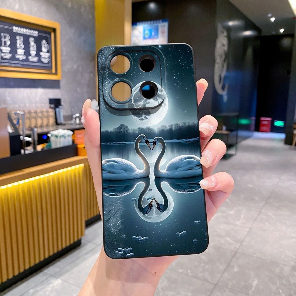 For Xiaomi Redmi Note 13 12 Pro 5G 12S 11S 13C A1 10 Pro 4G 10S Redmi 10C 9C Couple Swan Full Protective Case Anti Drop Cover