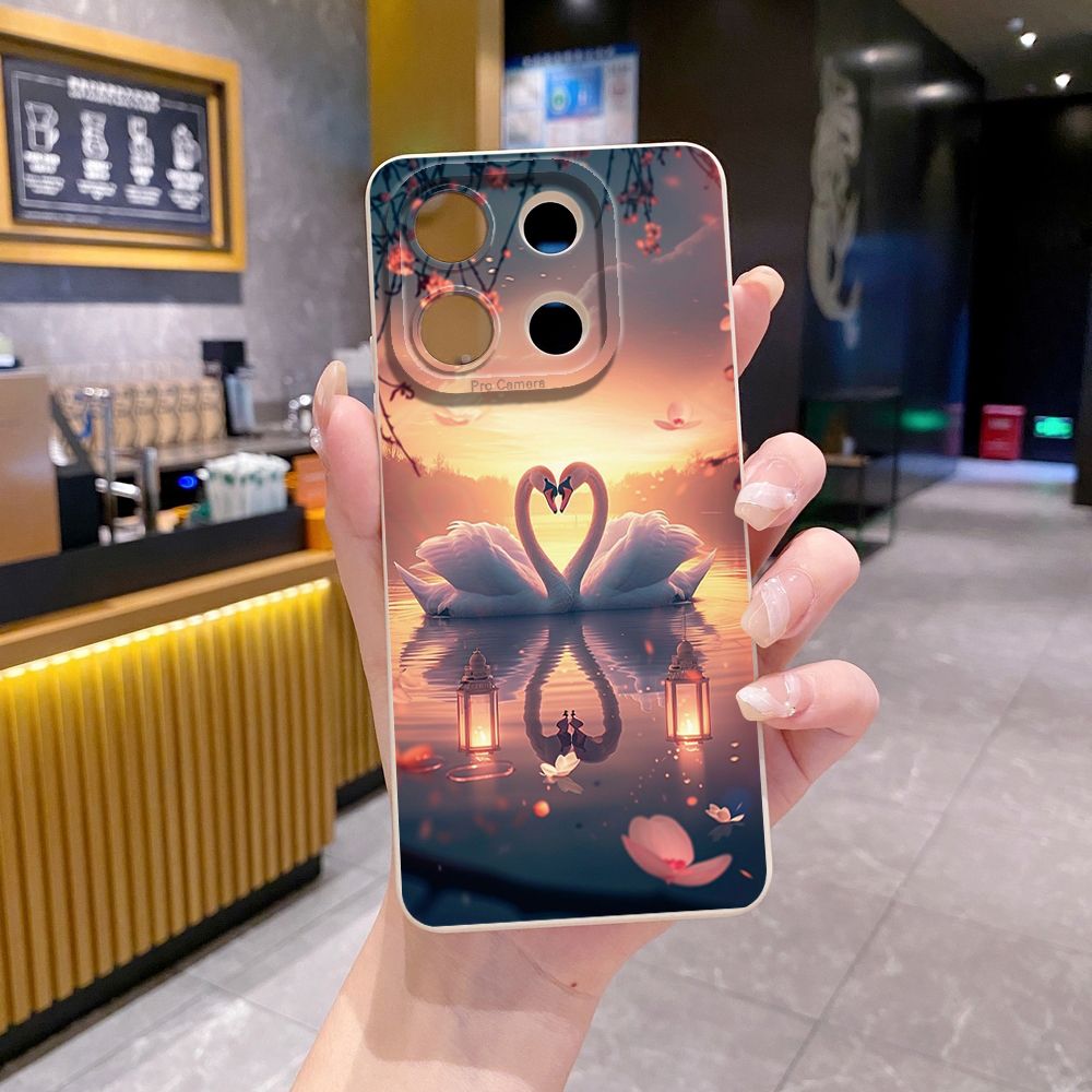 For Xiaomi Redmi Note 13 12 Pro 5G 12S 11S 13C A1 10 Pro 4G 10S Redmi 10C 9C Couple Swan Full Protective Case Anti Drop Cover