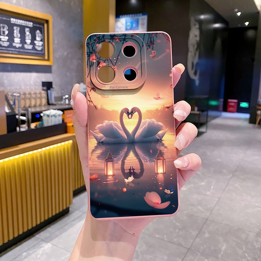 For Xiaomi Redmi Note 13 12 Pro 5G 12S 11S 13C A1 10 Pro 4G 10S Redmi 10C 9C Couple Swan Full Protective Case Anti Drop Cover